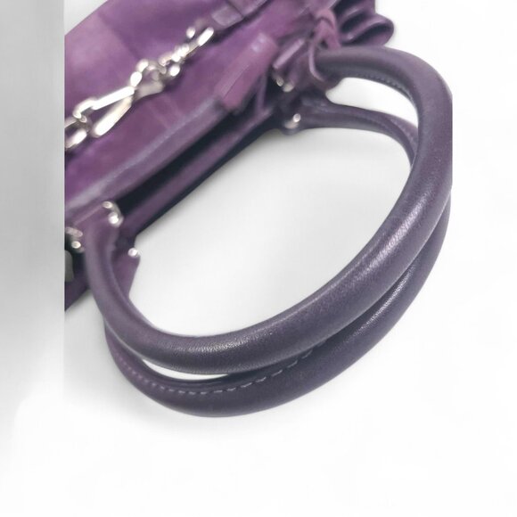 Vintage COACH Y2K Purple Suede Satchel with Wristlet - Picture 8 of 13